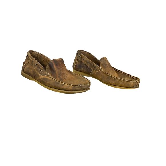 Bed Stu Distressed Leather Loafers Mens Size 12 Rustic Moc Toe Slip On Shoes